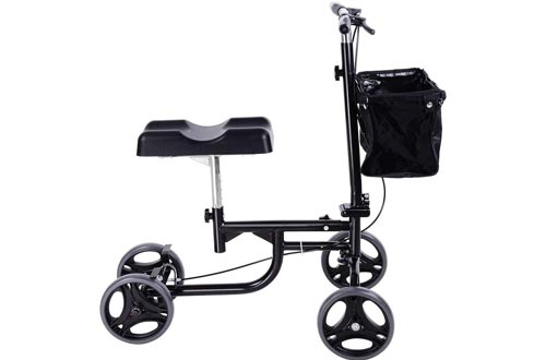 Steerable Knee Walker Scooters Disabled Elderly Alternative Walking Stick/Crutches Knee Single-Legged Bicycle Assisted Walking Four-Wheeled Walker Black