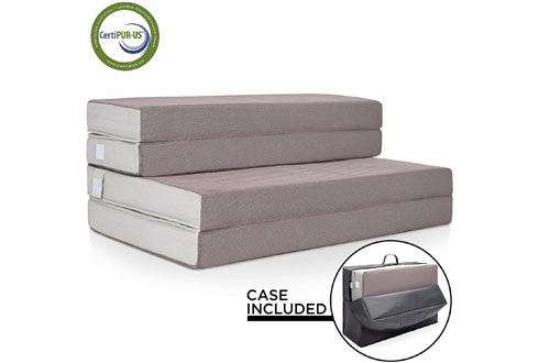 Best Choice Products 4in Thick Folding Portable Twin Mattresses Topper w/Carry Case, High-Density Foam, Washable Cover