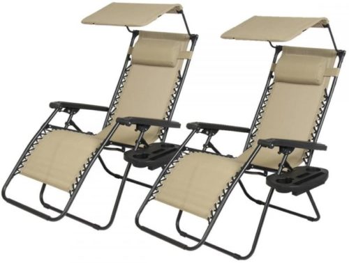Lounge Patio Chairs with Canopy Cup Holder