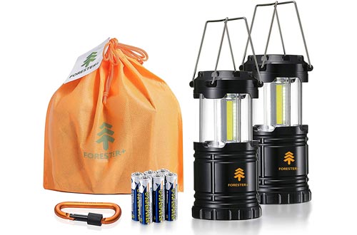 Forester+ Camping Lanterns (2-Pack), Super Bright COB LED, Great for Camping, Hiking, Survival Kit, Emergency Light, Power Outage and Holiday Gift (6 x AA Batteries Included)