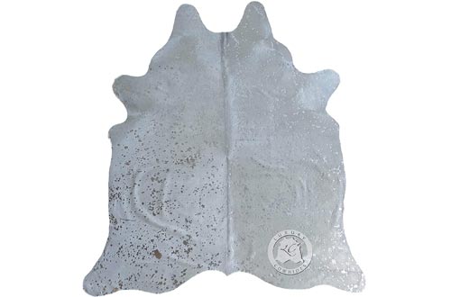 Metallic Silver On Off White Cowhide Rugs 6ft x 8ft 180 cm x 240cm
