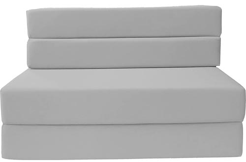 D&D Futon Furniture Folding Foam Mattresses, Sofa Chair Bed, Guest Beds (Full Size, Gray)