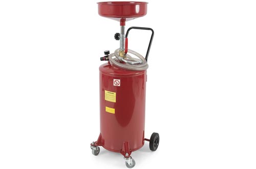 ARKSEN 20 Gallon Portable Waste Oil Drains Tank Air Operated Drainage Adjustable Funnel Height w/Wheel, Red