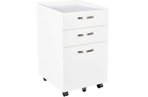 Sunon 3-Drawer Mobile File Cabinets Rolling Wood Cabinets Fully Assembled Except Wheels (White)