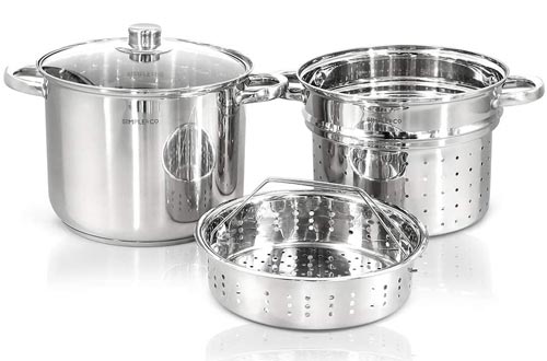 4 PCS Stainless Steel Cookware Set Sauce Pots, Steel Steamer, Powder Cage