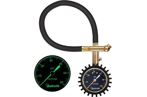 AstroAI Tire Pressure Gauges Expert, 0-60 PSI, Certified ANSI B40.1 Accurate with Improved Needle and Chuck