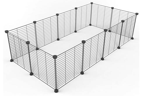 Tespo Pet Playpen, Dog Puppy Cat Pens, Small Animal Cage Indoor Portable Metal Wire Yard Fence for Small Animals, Guinea Pigs, Rabbits Kennel Crate Fence Tent Black 15 X 12 Inches