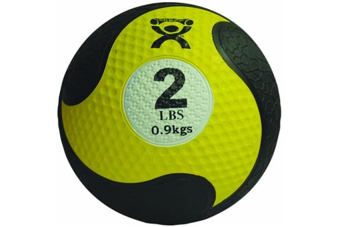 CanDo Firm Non-Slip, Dual-Textured, Weighted Medicine Ball for Exercises, Workouts, Plyometrics, Warmups, Core Training and Stability. 8" Diameter - Yellow - 2 lb