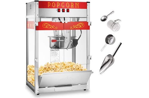 Olde Midway Commercial Popcorn Machines Maker Popper with Extra Large 16-Ounce Kettle - Red