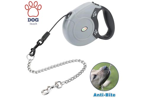 Idepet Heavy Duty Retractable Dog Leashes for Small and Medium Dogs, Anti-Chewing Steel Chain Design,360°Tangle-Free,Break & Lock System,16ft Leashes for Dog Walking