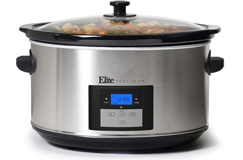 Maxi-Matic MST-900D Digital Programmable Slow Cookers, Oval 3 Temperature Settings and Timer, 8.5 QT, Stainless Steel