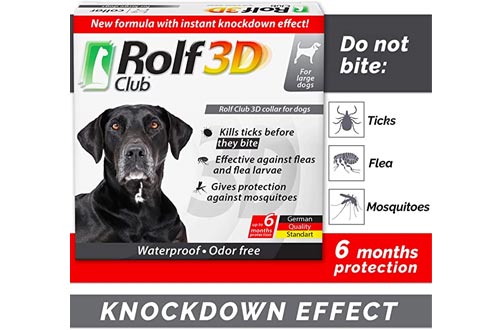 Rolf Club 3D FLEA Collars for Dogs - Flea and Tick Prevention for Dogs - Dog Flea and Tick Control for 6 Months - Safe Tick Repellent - Waterproof Tick Treatment (L)
