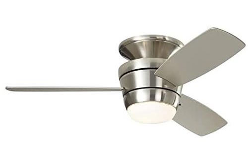 Harbor Breeze Mazon 44-in Brushed Nickel Flush Mount Indoor Ceiling Fans with Light Kit and Remote (3-Blade)
