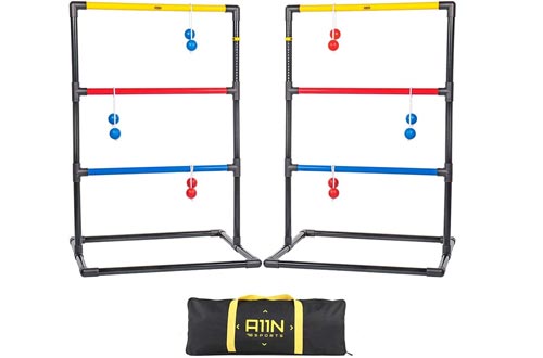 A11N Upgraded Premium Ladder Toss Game Set with 6 Golfs Bolas & Carrying Bag