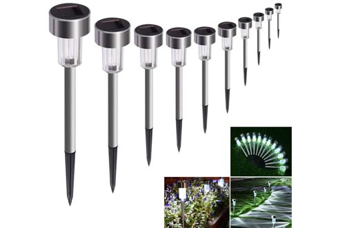 Solar Lights Outdoor, 24Pack Stainless Steel Outdoor Solar Lights - Waterproof, LED Landscape Lighting Solar Powered Outdoor Lights Solar Garden Lights for Pathway Walkway Patio Yard & Lawn-Cool White