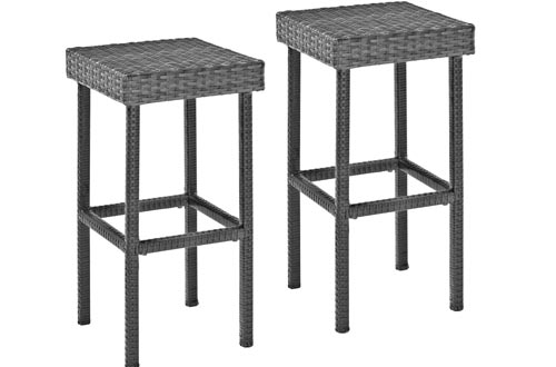 Crosley Furniture Palm Harbor Outdoor Wicker 29-inch Bar Height Stools - Grey (Set of 2)