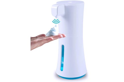 JENTXON Automatic Soap Dispensers, Touchless Smart Foaming Soap Dispensers, Infrared Motion Sensor Hand Free Soap Dispensers Battery Operated, Long Standby for Bathroom Kitchen Office - White