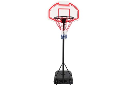 FCH Portable Basketball Hoops Height Adjustable Basketball Stand Backboard System for Kids Teenagers Youth w/Wheels Indoor & Outdoo (Red, White)