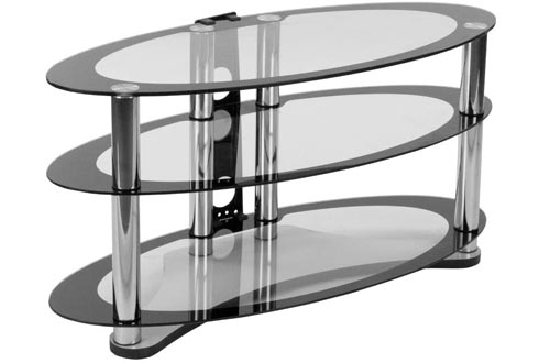 Flash Furniture Westchester Two-Tone Glass TV Stands with Shelves and Chrome Tubing