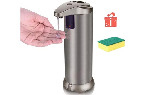 HOUJIN Soap Dispensers, Touchless Automatic Soap Dispensers for Kitchen Bathroom Hotel with Waterproof Base Infrared Motion Sensor Stainless Steel Hand Free Auto Sensor Soap Dispensers