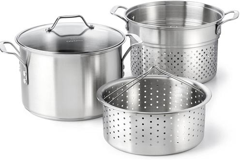Calphalon Classic Stainless Steel 8 quart Stock Pots with Steamer and Pasta Insert