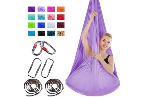 Aerial Yoga Swings Set Yoga Hammock Trapeze Sling Kit Extension Strong Antigravity Ceiling Hanging Inversion Swings Professional Studio Equipment Multiple Sizes & Color