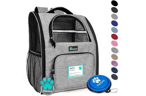 PetAmi Deluxe Pet Carrier Backpacks for Small Cats and Dogs, Puppies | Ventilated Design, Two-Sided Entry, Safety Features and Cushion Back Support | for Travel, Hiking, Outdoor Use