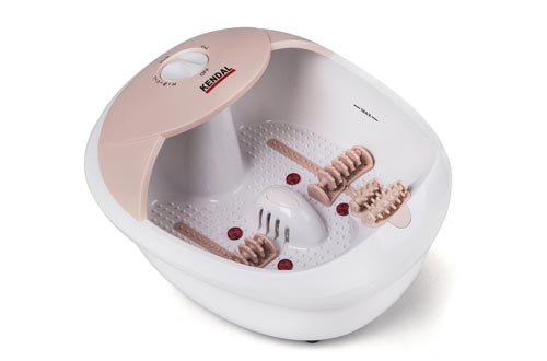 All in one foot spa baths massager w/heat, HF vibration, O2 bubbles red light (Pink)