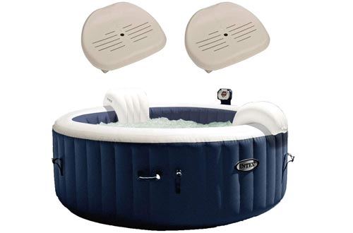 Intex Pure Spa Inflatable 4 Person Hot Tubs and Slip Resistant Seat (2 Pack)