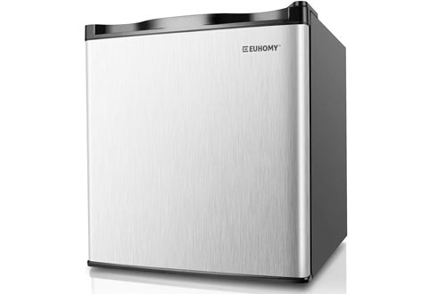 Euhomy Mini Freezers Countertop, Energy Star 1.1 Cubic Feet Single Door Compact Upright Freezers with Reversible Stainless Steel Door(Silver)