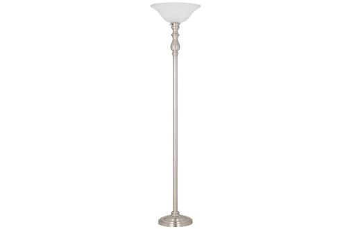  Ravenna Home Frosted Glass Living Room Standing Floor Lamps with LED Light Bulb - 69.75 Inches, Brushed Nickel Color:Brushed Nickel