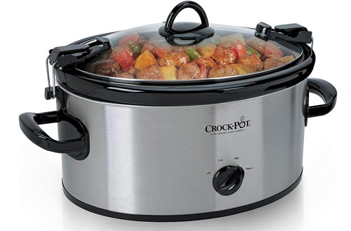 Crock-Pot SCCPVL600S Cook' N Carry 6-Quart Oval Manual Portable Slow Cookers, Stainless Steel
