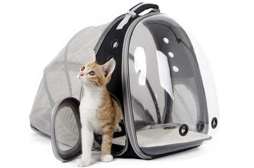halinfer Expandable Cat Backpacks, Space Capsule Bubble Transparent Clear Pet Carrier for Small Dog, Pet Carrying Hiking Traveling Backpacks