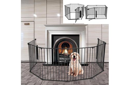 Pens Dog Fence Playpen | Foldable Pet Dogs & Cats Outdoor Exercise Pens,Portable Fence Barrier Kennel Puppy Cage Metal Exercise Playpen (from US, Black)