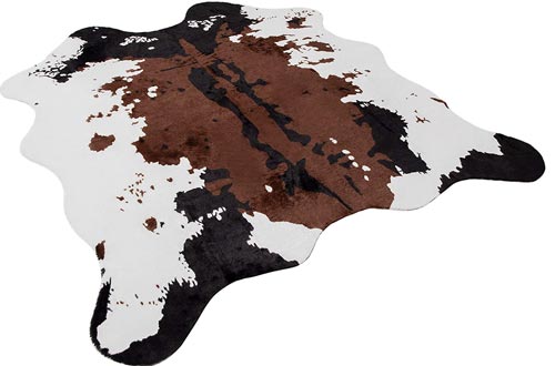 NativeSkins Faux Cowhide Rugs (4.6ft x 5.2ft) - Cow Print Area Rugs for a Western Boho Decor - Synthetic, Cruelty-Free Animal Hide Carpet with No-Slip Backing