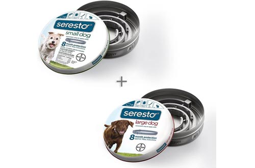 Bundle Bayer Seresto Flea and Tick Collars for Small Dog Large Dog 8 Month Protection, Single Pack Each