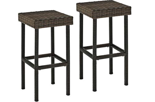 Crosley Furniture Palm Harbor Outdoor Wicker 29-inch Bar Stools - Brown (Set of 2)