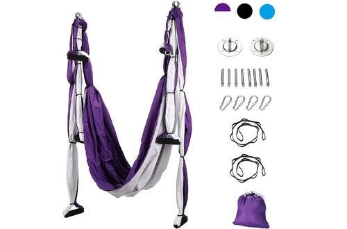 CO-Z Aerial Yoga Swings Set Sling, Strong Anti-Gravity, Yoga Hammock Kit, Trapeze Equipment, Inversion Tool, Exercises, Include Ceiling Mounting Kit and 2 Extensions Straps for Home or Gym Hanging