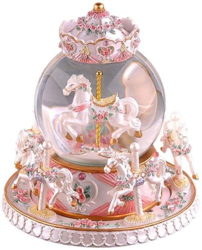 Autker-Rotate-Music-Box-Carousel-Crystal-Ball-Colorful-LED-Lights-Snowflake-Glass-Ball-with-Castle-in-The-Sky-Tune-Best-Birthday-Christmas-for-Kids-Girls-Women-Pearl-White