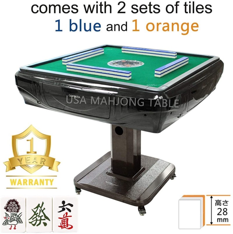 148Tiles 28 mm Japanese Riichi Automatic Mahjong Table with 4 Wheels,Drawers 日本麻雀 マージャン with 2 Sets of Japanese Tiles + One Year Warranty Easy Assembly in 30min