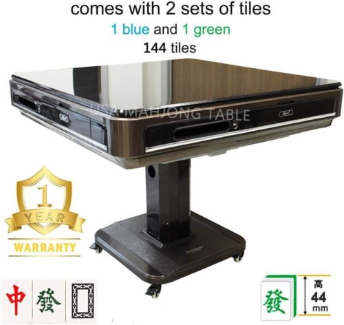 Easy Assembly in 30min 44mm 大尺寸自动麻将桌 Unfoldable Automatic Mahjong Table Ultra Thin w Wheels - Chinese Style, Comes 2 Sets of 44mm Large Tiles Not Fit 166 American Mahjong & Table Cover