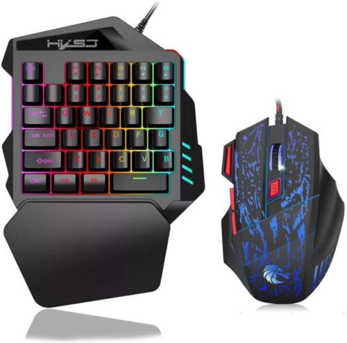 Docooler-J50-One-Handed-Gaming-Keyboard-35-Keys-LED-Backlight-Wired-Gaming-Mouse-with-Breathing-Light-5500-DPI-7-Button-Keyboard-and-Mouse-Combo