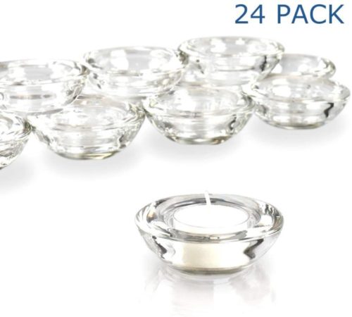 Elivia-Clear-Tealight-Candle-Holders-Set-of-24-Round-Chunky-Glass-Candle-Holder-3-Diameter