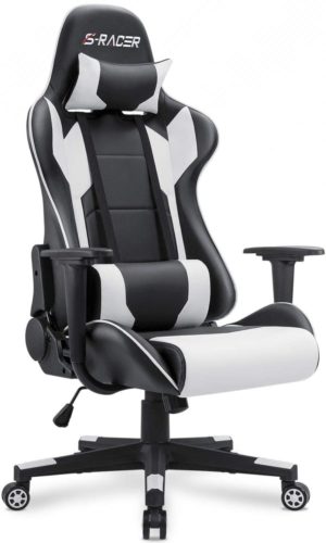 Homall Gaming Chair Office Chair High Back (White)