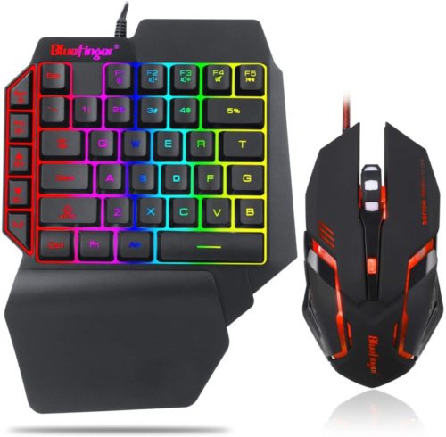 One-Hand-RGB-Gaming-Keyboard-and-Backlit-Mouse-ComboUSB-Wired-Rainbow-Letters-Glow-Single-Hand-Mechanical-Feeling-Keyboard-with-Wrist-Rest-Support-Gaming-Keyboard-Set-for-Game