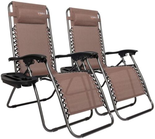 Folding Patio Recliner Chairs for Backyard Poolside Garden