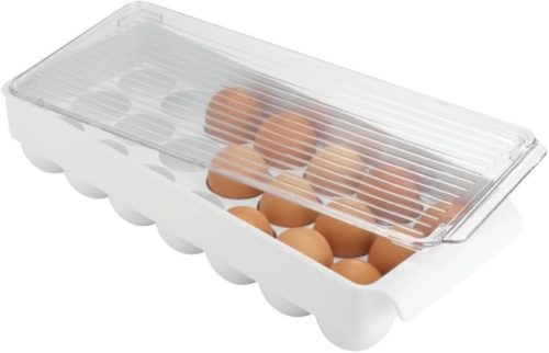 iDesign-Fridge-Binz-BPA-Free-Plastic-Stackable-Egg-Holder-14.5-x-6.25-x-3-Clear-White