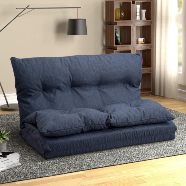 10. Floor Sofa Adjustable Lazy Sofa Bed, Foldable Mattress Futon Couch Bed (Navy Blue)