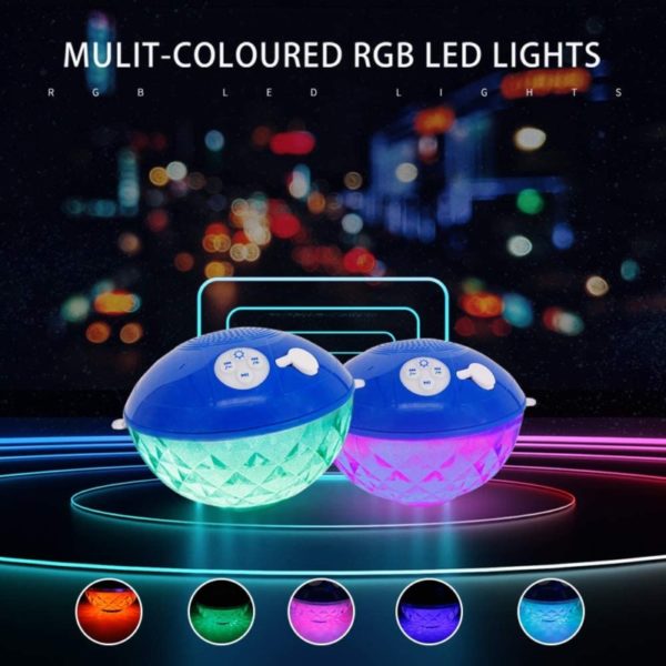 11. Bluetooth Speakers with Colorful Lights, Portable Speaker IPX7 Waterproof Floatable