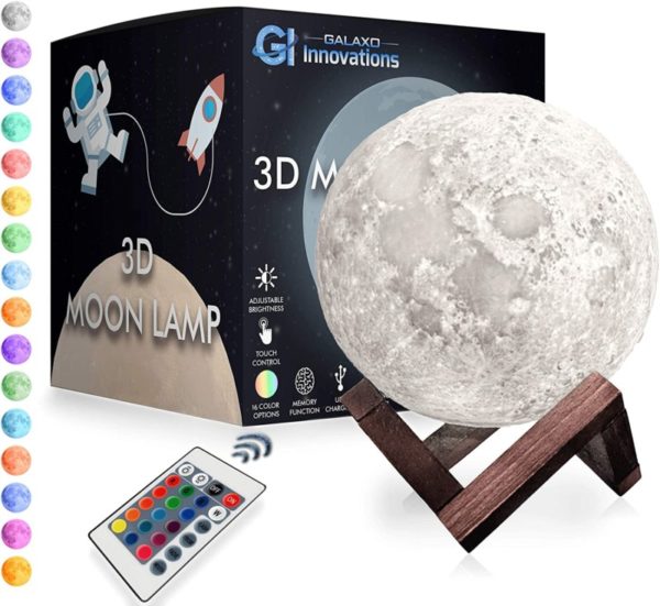 11. Galaxo 3D Moon Lamp (5.9 inch) with Dark Wooden Stand